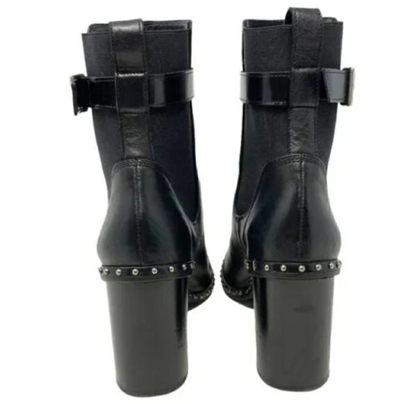 Rag & Bone Romi Black Lamb Leather Studded Ankle Strap Boots - Size 6.5 - Picture 8 of 11
